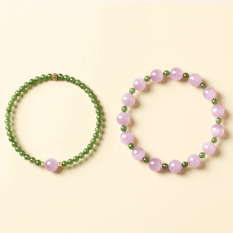 Natural Hetian Biyu Bracelet Female New Chinese Purple Lithium Pearl Chinese Classics Hand String China-Chic Girlfriend Gift