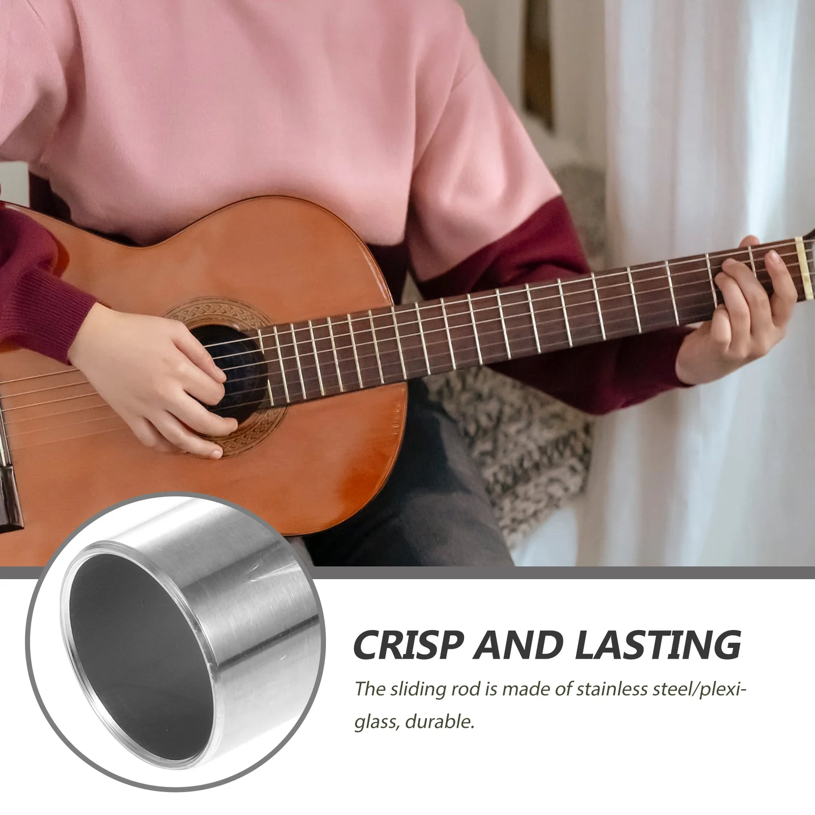 

2Pcs Guitar Slide Premium Durable Practical Guitar Sliders Professional Tone Bar Clear Smooth Tone Finger Slide