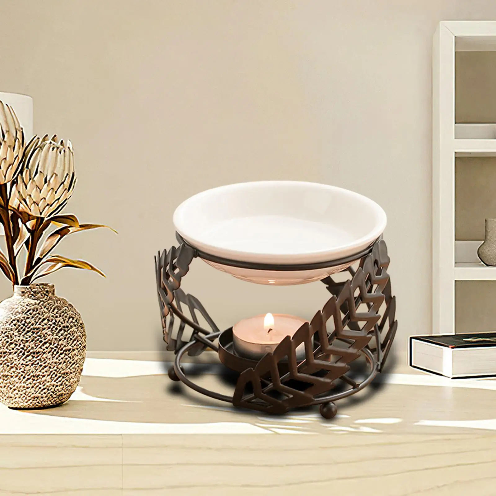 Tealight Candle Holder 50ml Oil Aroma Diffuser Candlestick Holder Stylish Table Ornament for Bedroom, Hotel Accessories