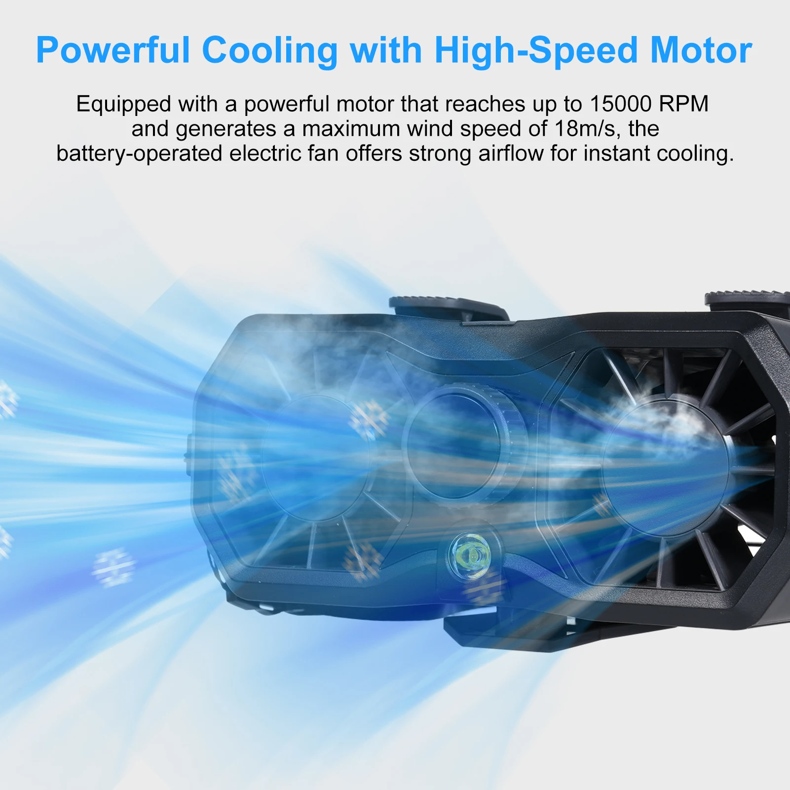 Outdoor Dual Vent Waist Fan Portable Neck Fan with Emergency Flashlight 15000mAh Rechargeable Clip on Fan 15000RPM 199 Wind