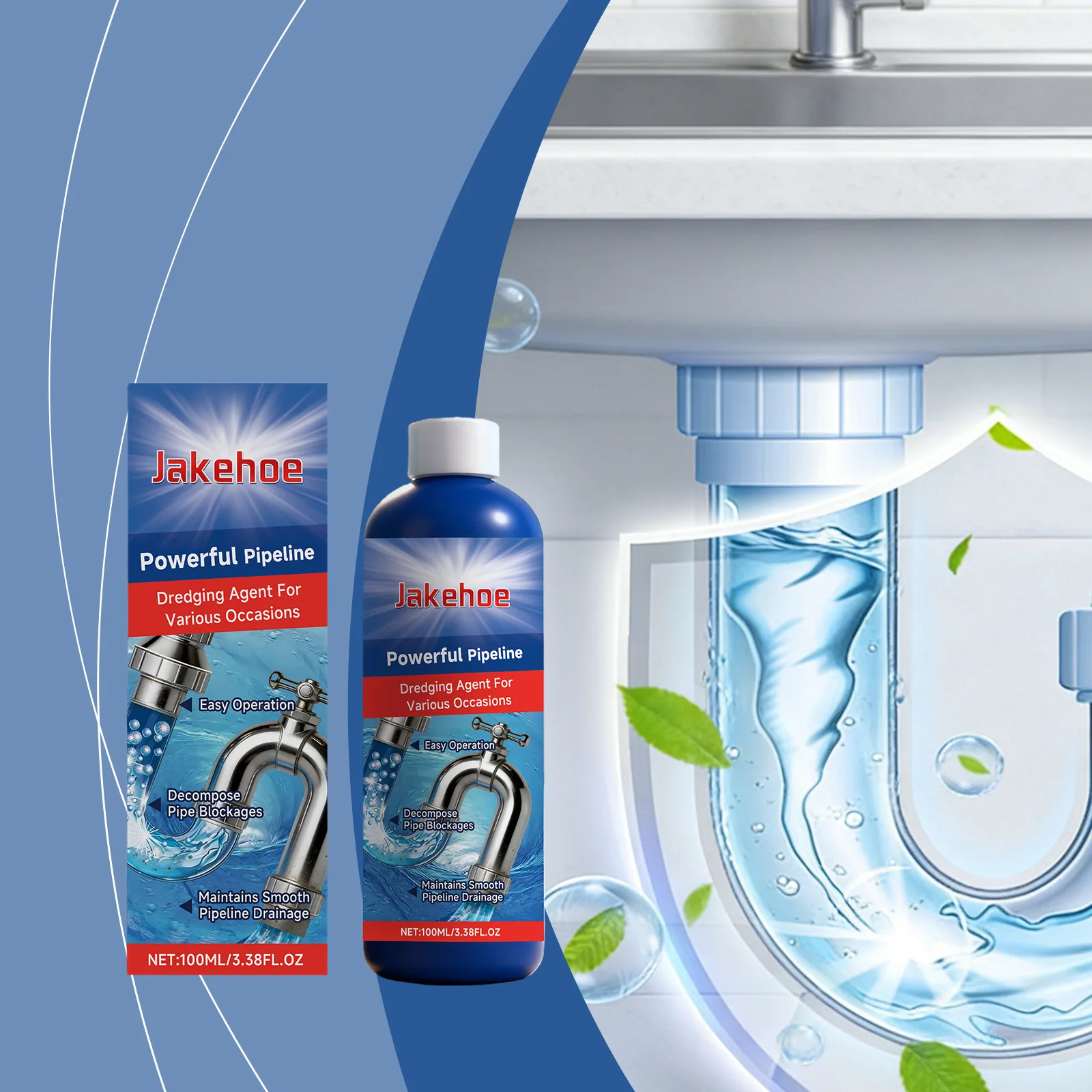 Powerful Drain Cleaner Liquid Fast Dissolving Pipe Unclogging Solution Removes Hair Grease For Kitchen Bathroom Home Use