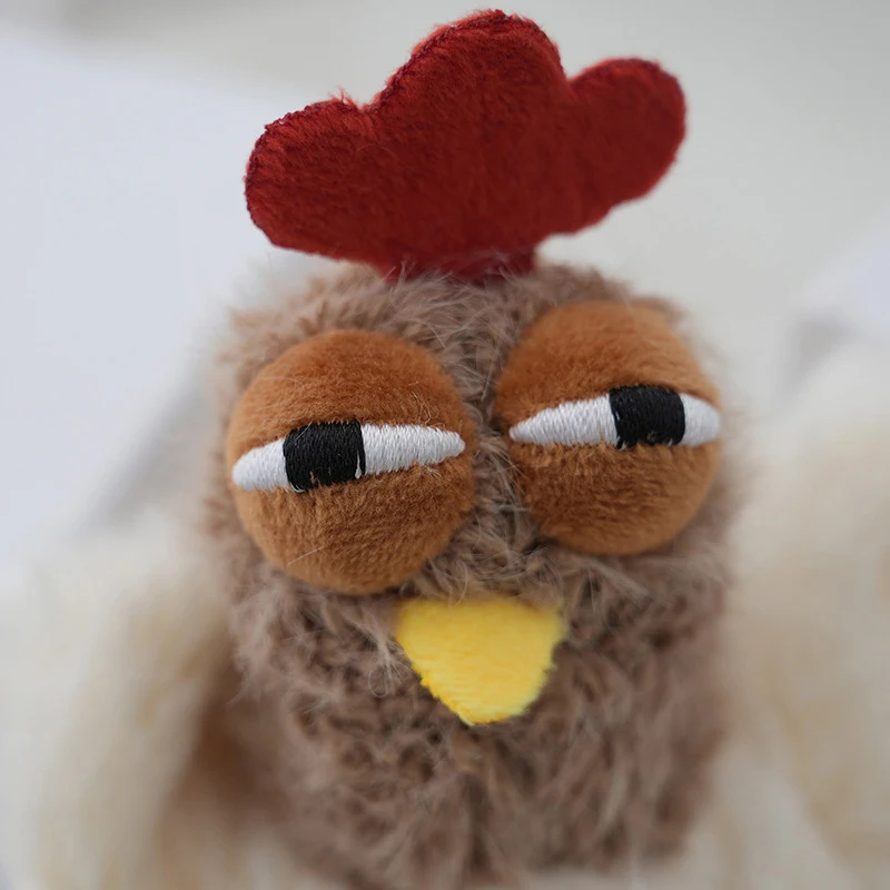 

Funny Cartoon Animal Pendant Keyrings, Plush Laying Hen Chicken Keychain for Bag Car Decor