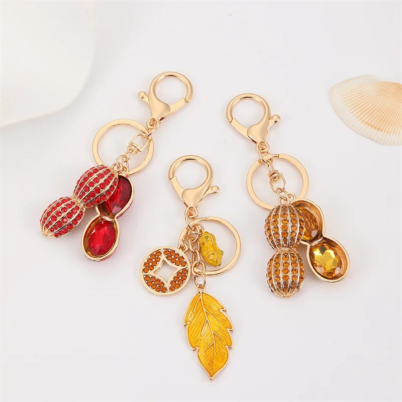 Cute Simulation Peanut Food Keychain Keyring For Women Men Gift Creative Fun Peanuts Car Bag Charms Trinket Jewelry