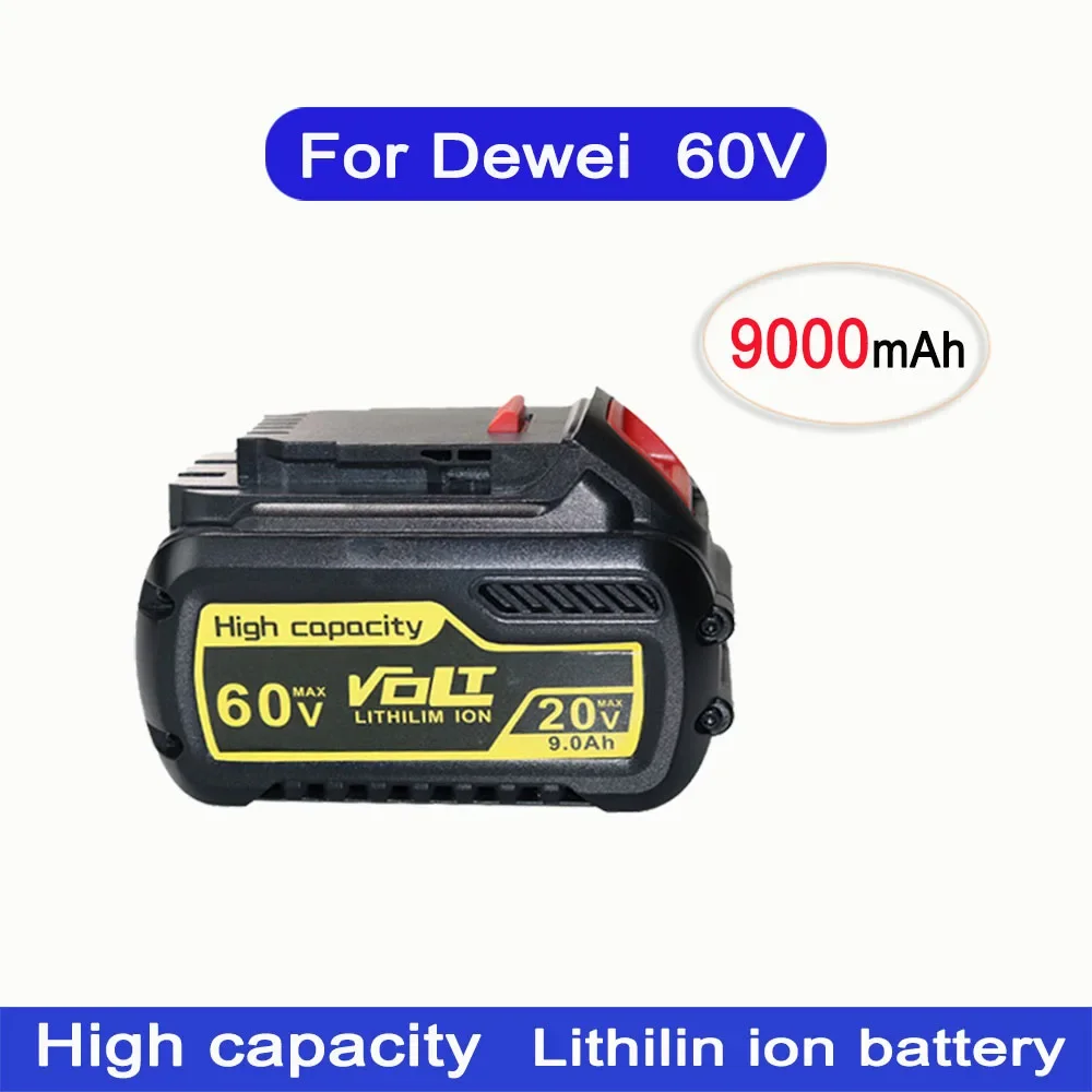 60V For Dewalt 9000mAh Li-ion Battery, Compatible DCB606  DCB609 DCB612 Work with All 20V/60V/120V Cordless Power Tools