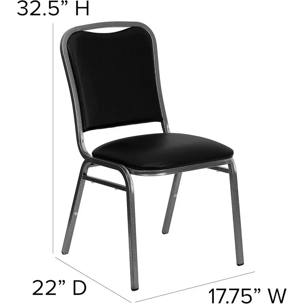 Stacking Banquet Chair in Black Vinyl - Silver Vein