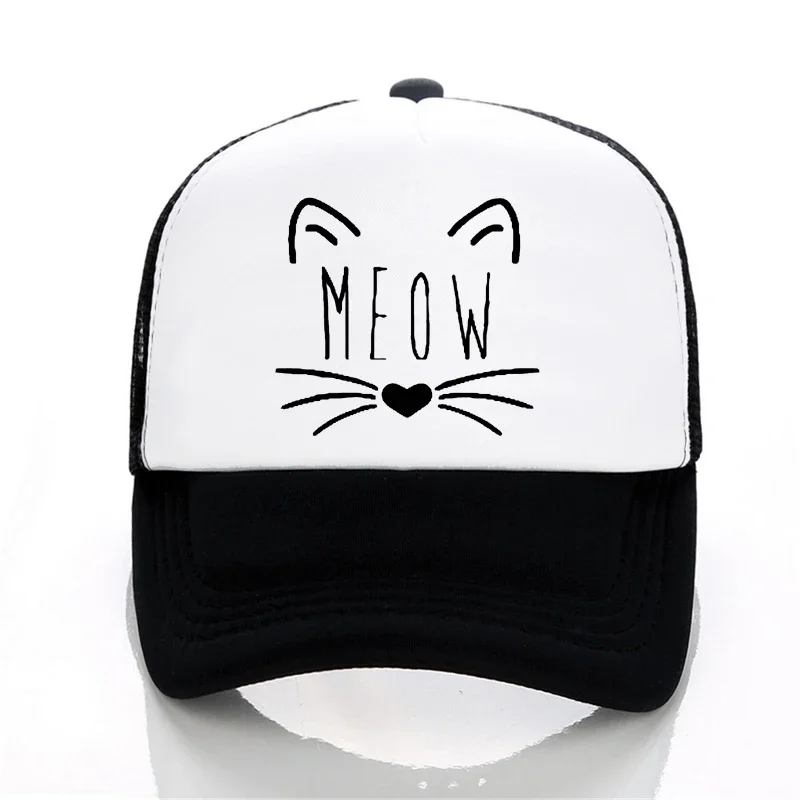 

Cartoon MEOW Baseball Caps Summer Leisure Adjustable Mesh breathable trucker hat Fashion men women Mesh Breathable cap
