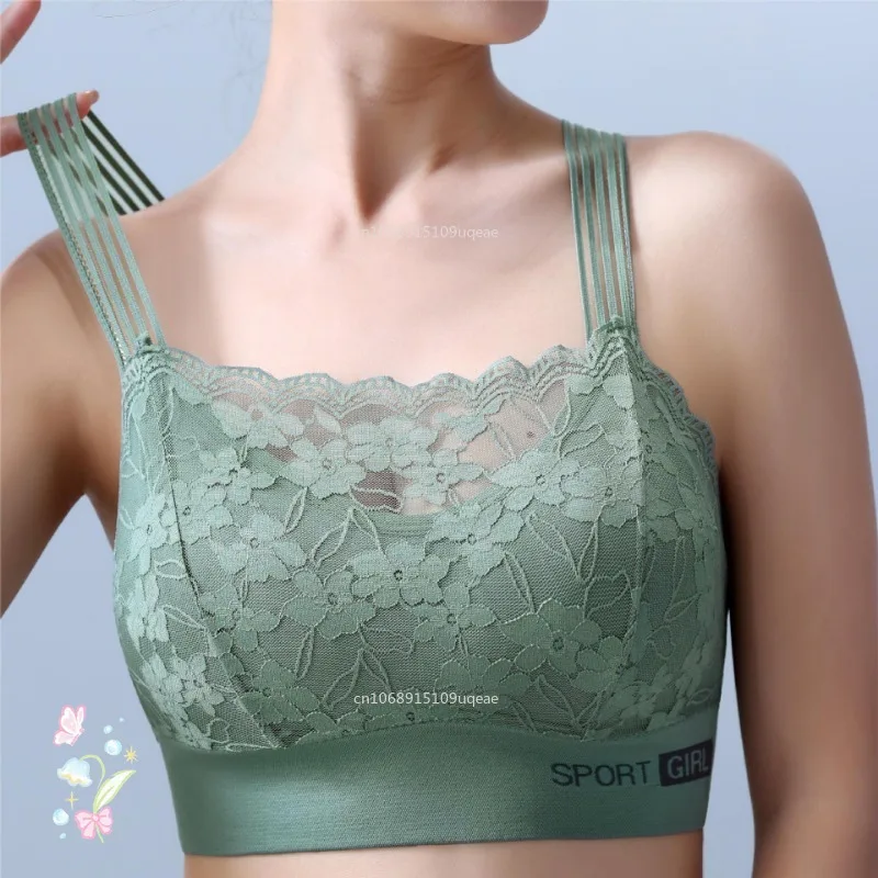 Nuevo Sujetador deportivo Sexy de encaje sin costuras de talla grande para mujer, chaleco trasero de belleza transpirable cómodo, Top de tubo envuelto en el pecho