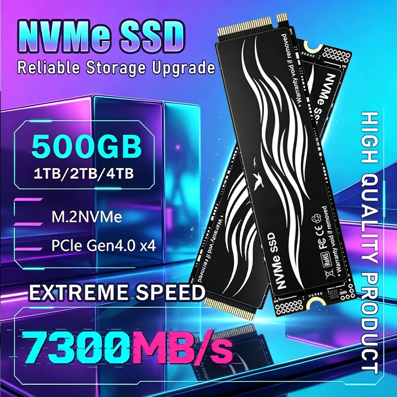 New M.2 SSD PCIe 4.0 Hard Disk 2TB 4TB 500GB, 7300MB/s NVMe M2 Internal Solid State Drive For PC Desktop Laptop High-Speed