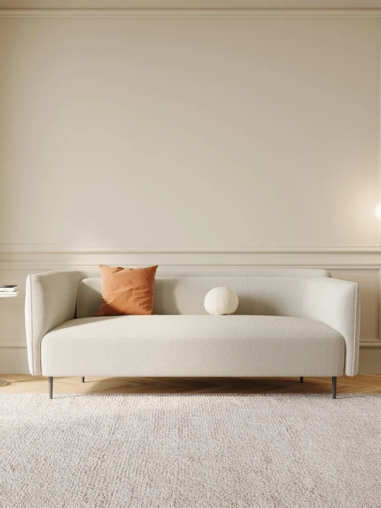 

-Modern Nordic Simple Lounge Wooden Modern Sofa Chair Lamb Wool Sofa