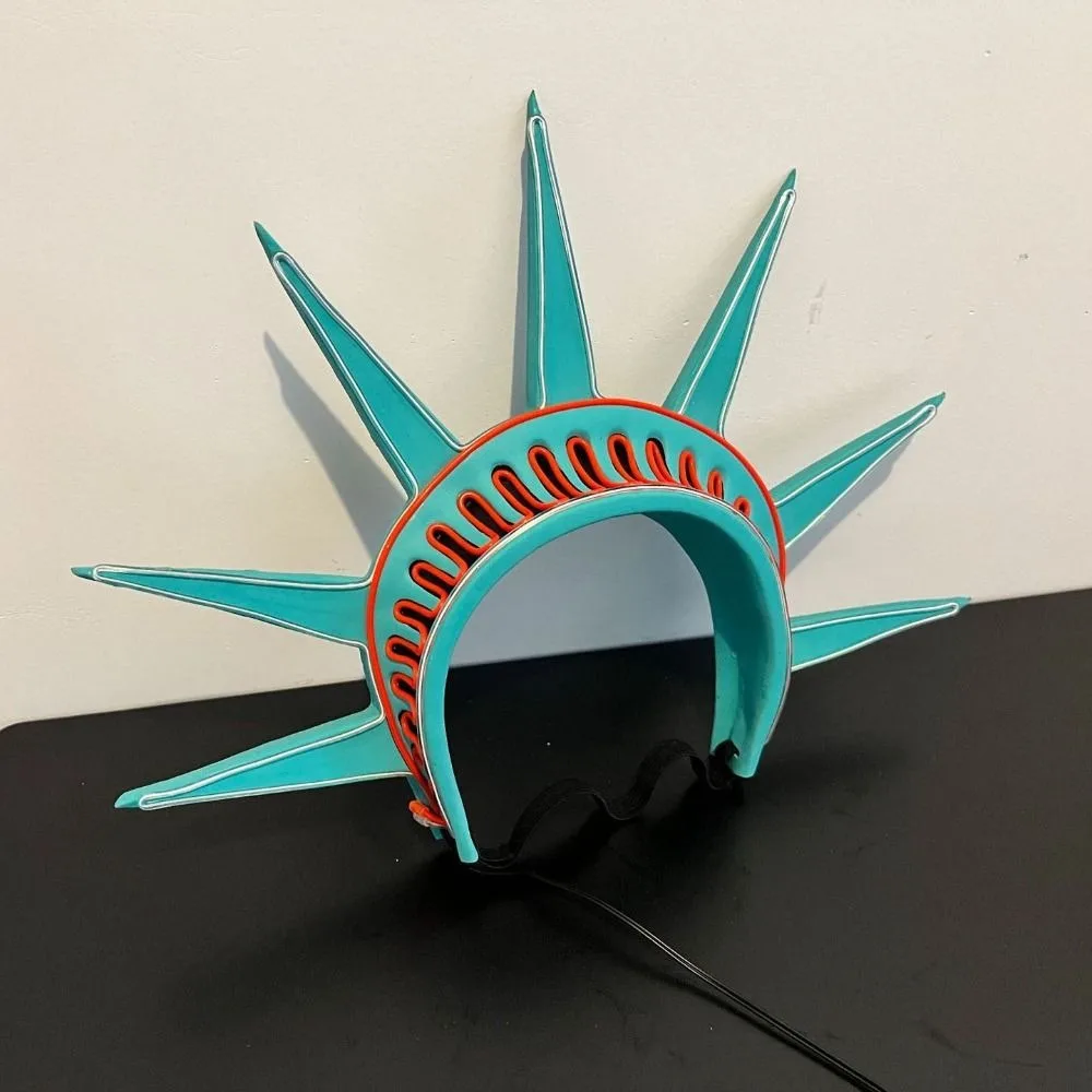 Luminous Freedom Statue Headband Masquerade Party Torch Liberty Statue Cosplay Props Costume Accessory Photography Prop