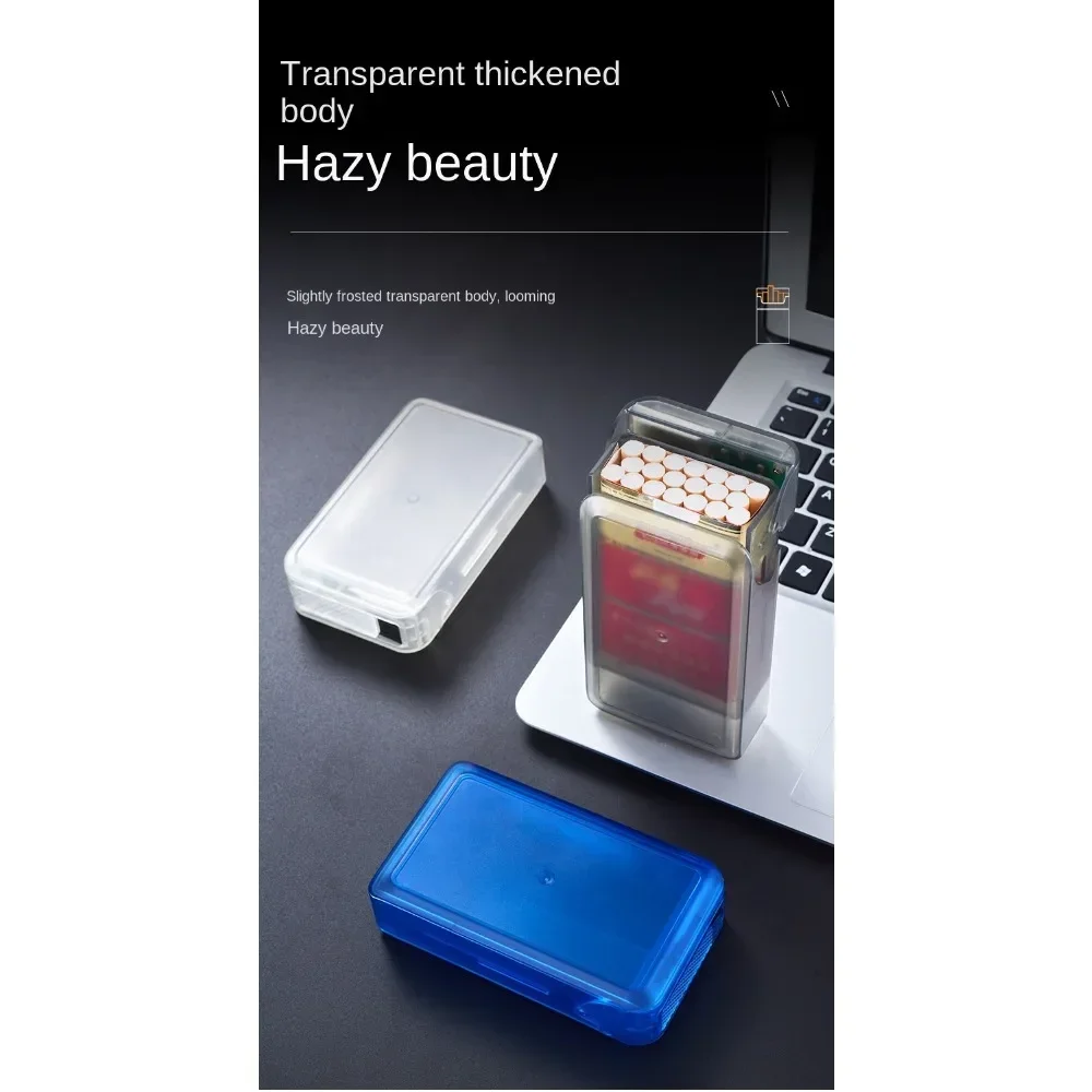 Transparent cigarette case lighter aluminum alloy cigarette case with onepiece sliding automatic popup lid large capacity