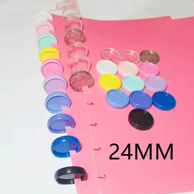 100PCS 24MM plastic solid binding ring buckle, loose-leaf mushroom hole notebook for binding CD.