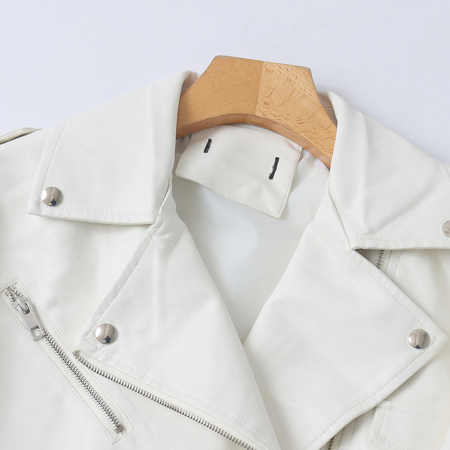 Fashionable Loose PU Leather Motorcycle Jacket Women's Spring Autumn New Style Zipper Long Sleeve Collar Flip Clothing Top