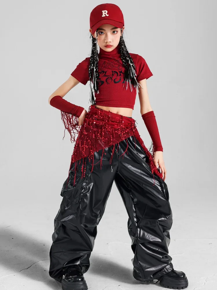 Jazz-Tanzkostüme für Mädchen, Quasten-Oberteile, Hip-Hop-Streetdance-Trainingskleidung, Bühnen- und Performance-Outfits für Kinder – Detail 7