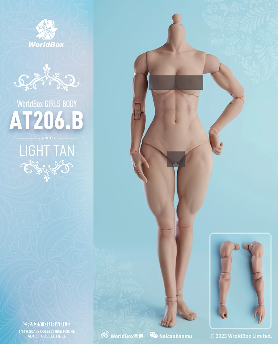 Worldbox 1/6 échelle AT206 fille corps articulé musculaire pâle clair Tan 12 ''femelle soldat figurine poupée jouets avec bras remplaçables