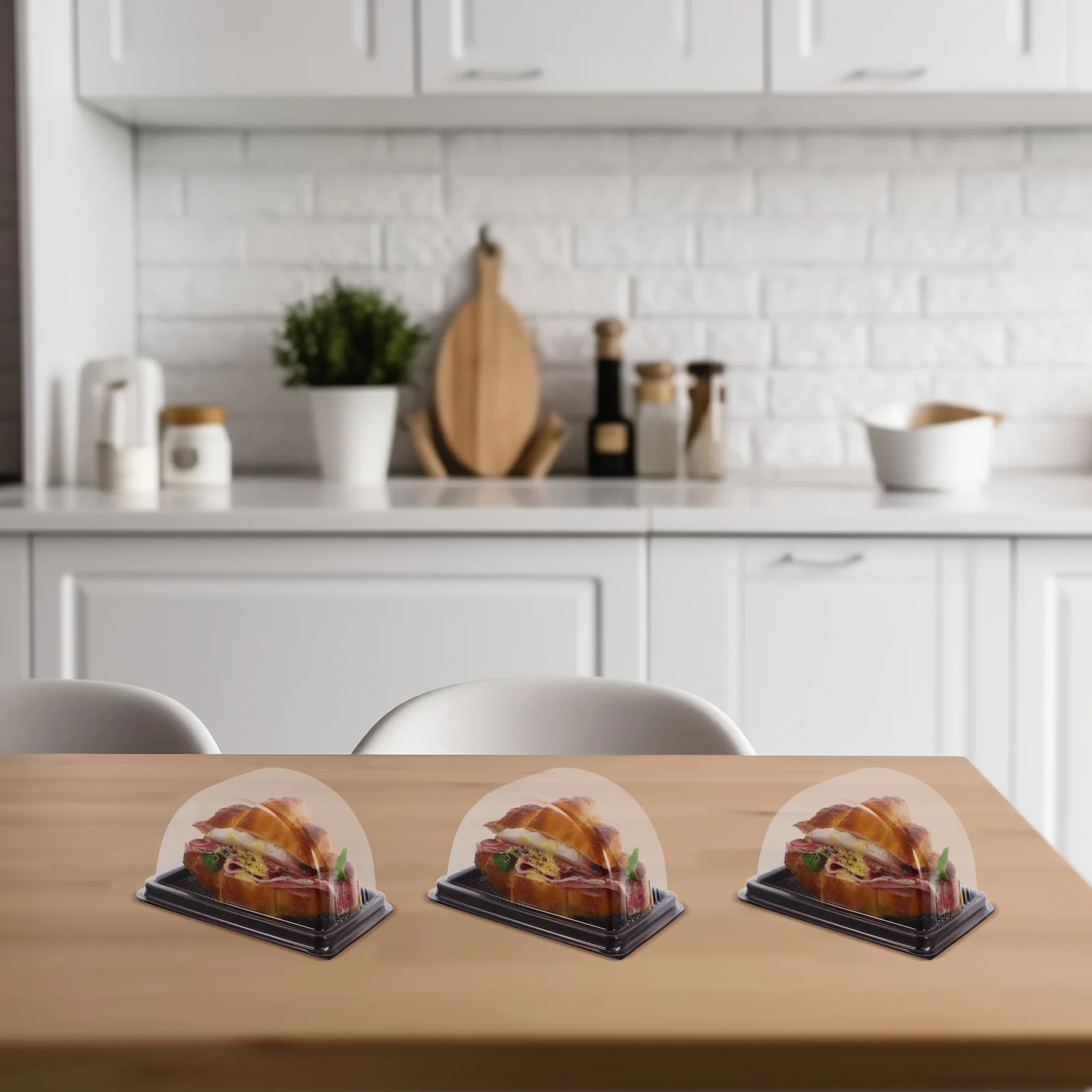 50pcs Cake Packaging Boxes Transparent Plastic Food Storage Container For Baked Goods Desserts Takeaway Lunch Disposable Tray