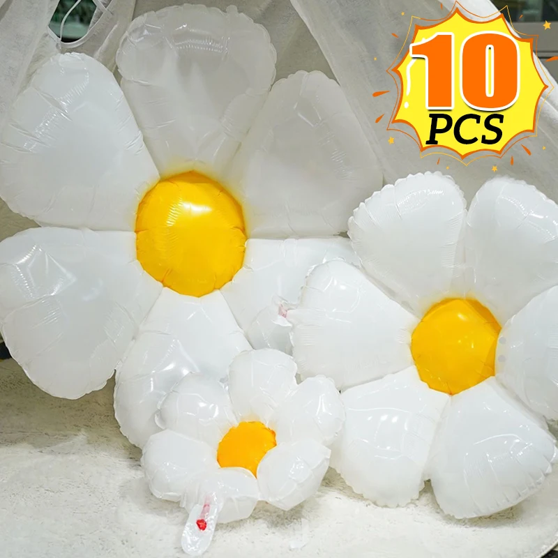 S/M/L White Daisy Balloon Sunflower Helium Air Globos Foil Balloons for Baby Shower Kids Birthday Party Wedding Decor Supplies