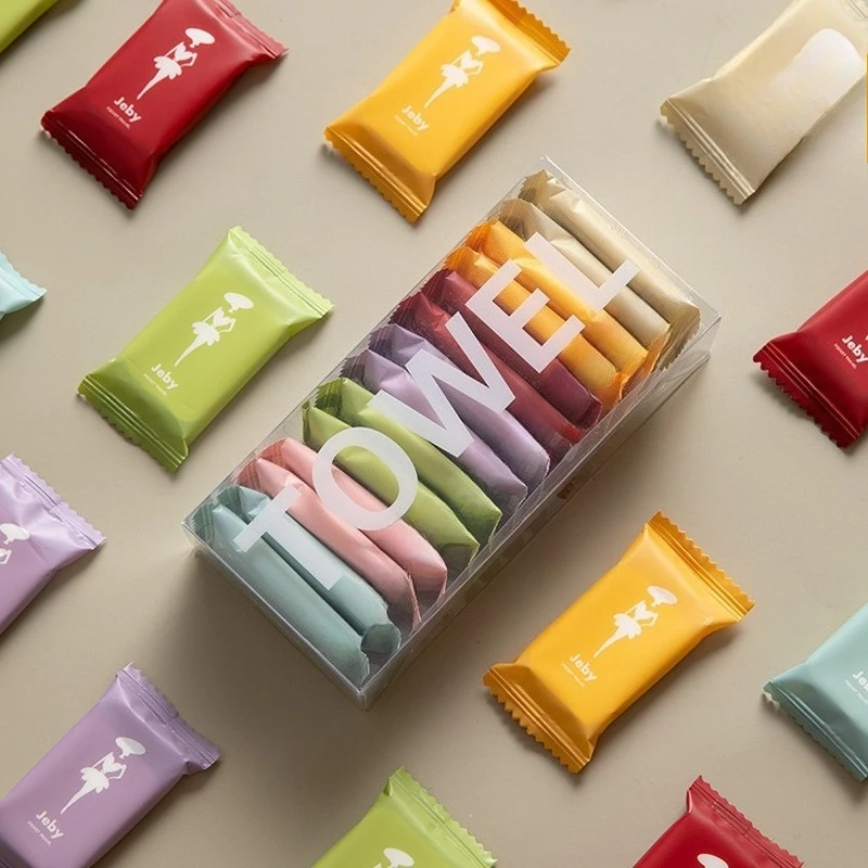 Asciugamano compresso usa e getta Asciugamano per il viso Asciugamano da bagno in puro cotone addensato e allargato Asciugamano per il viso portatile detergente