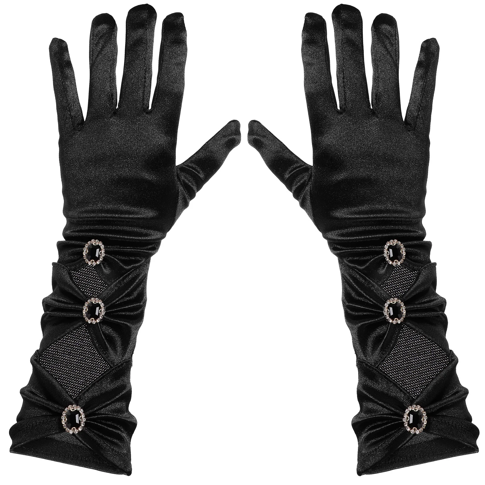 1 زوج أنيق القوس قفازات الساتان النساء يتوهم قفازات طويلة لحفل زفاف خطوبة مأدبة الرقص أوبرا الشاي الحدث ملابس أنيقة