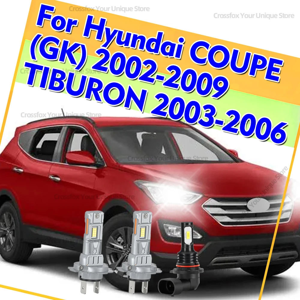 

2/6x светодиодные фары 6000K, противотуманные лампы 12V для Hyundai COUPE (GK) 2002-2009, TIBURON 2003 2004 2005 2006, ближний и дальний свет, 30000 лм