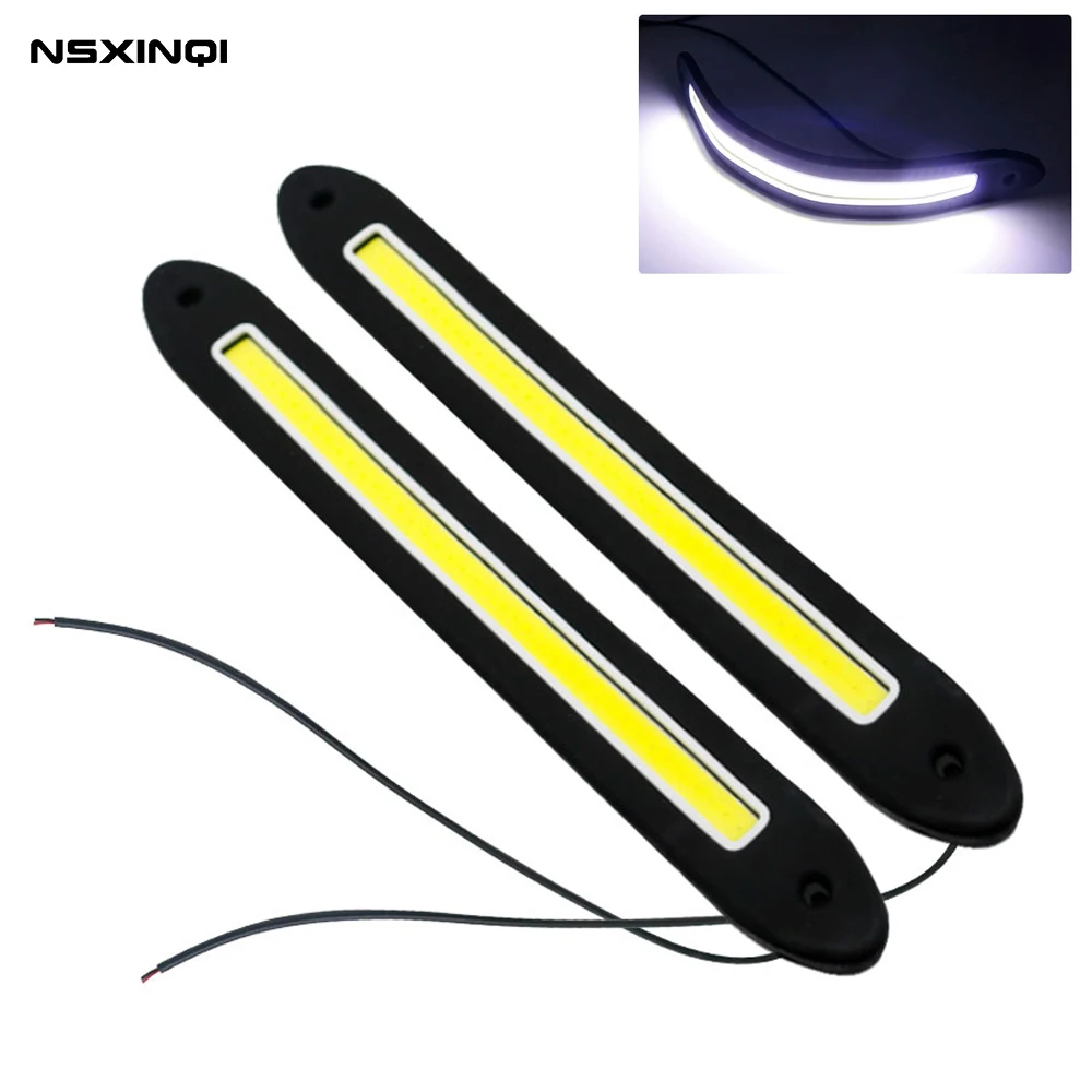 

NSXINQI 2Pcs Flexible Car LED Daytime Running Light Strip High Power COB DRL Fog Lights Driving Lamp Waterproof White 12V