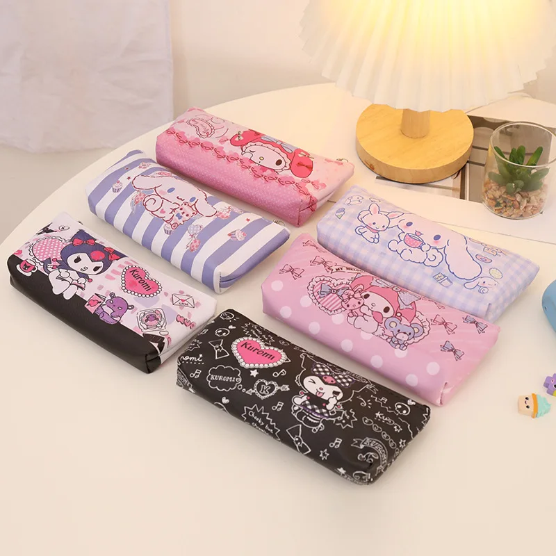 2025 Sanrio Pen Bag Kawaii Mymelody Kuromi Cinnamoroll Japanese Students New Cartoon Pu Pencil Stationery Storage Bag