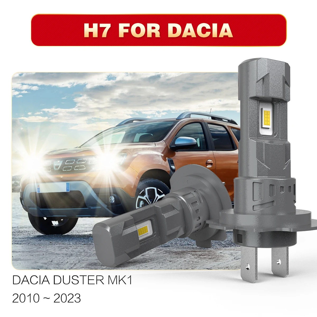 

AUHSSAN 2x New H7 Led Headlight Canbus No Error Car Bulb 6000K White Fog Light Moto Diode Lamp 55w For Dacia Duster 2010~2023