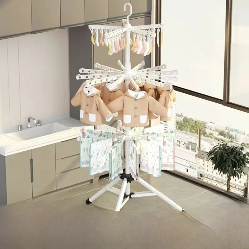 children's-multi-layer-folding-clothes-drying-rack-diaper-storage-stand-free-standing-baby-clothing-storage-organizer