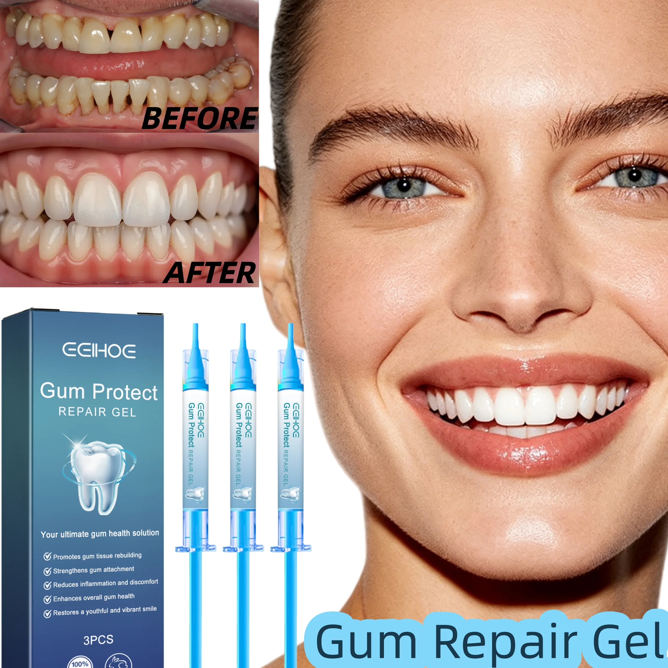 Gum Repair Gel,Dual Herbal Defense: Honeysuckle&Mint,Rapid Relief For Swollen&Bleeding Gums,Botanical Gum-Reverse Therapy,Advanced Gel Adhesion Technology,Elimination Of Root Bad Breath,Pocket Periodo