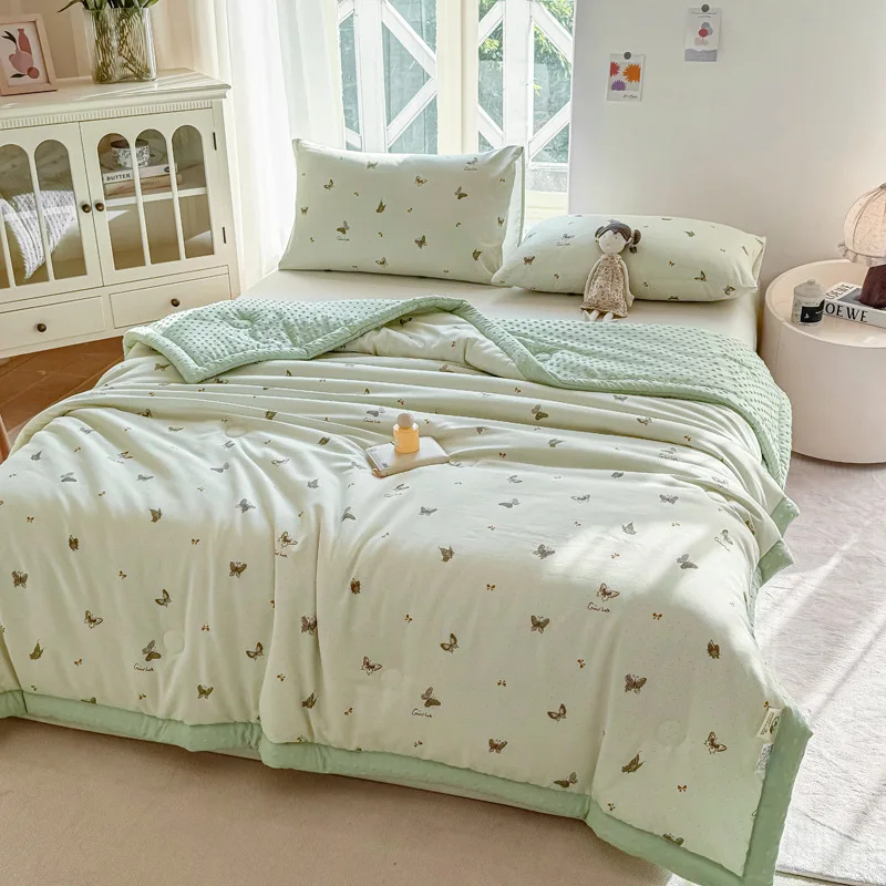 New Printed Summer Quilt Lightweight Queen Duvet Washable Single Double Bed Blanket Soft Skin-friendly Air Conditioner Comforter