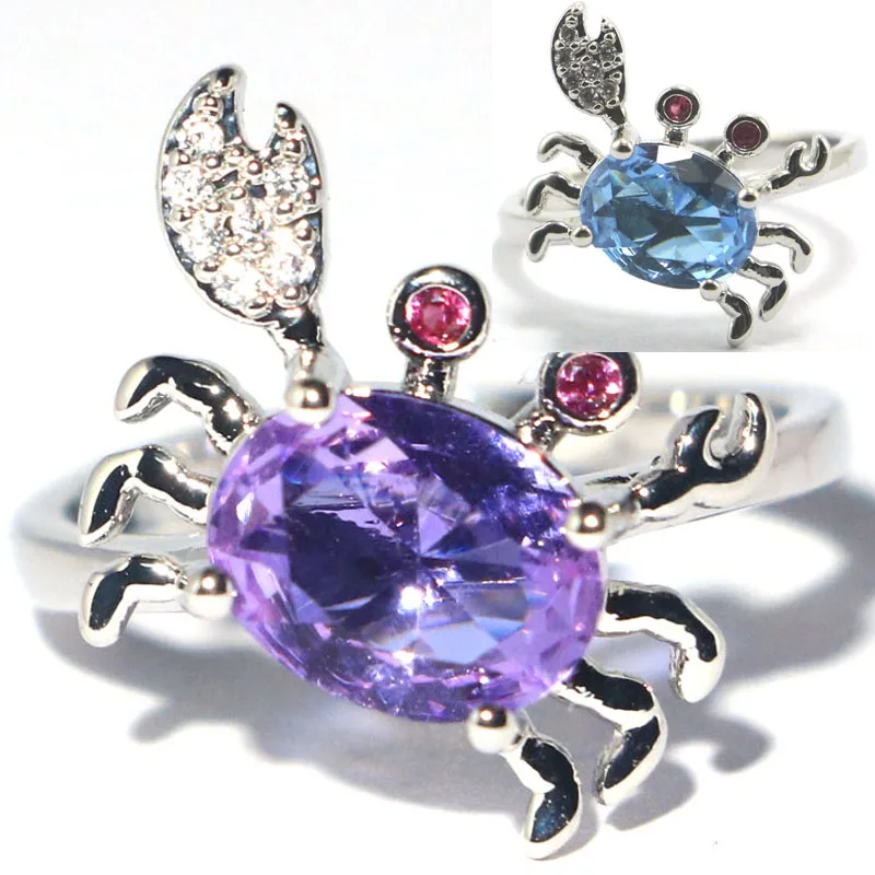 

Buy 4 Get 1 Free 14x14mm Crab Shape Zultanite Changing Color Alexandrite Topaz Real Emerald Ruby Sapphire CZ Silver Rings