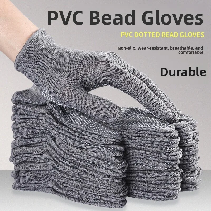 Thickened Bead Plastic Thin Work Gloves Anti-Slip Wear-Resistant Fishing Driving Construction Site Labor Protection Gloves