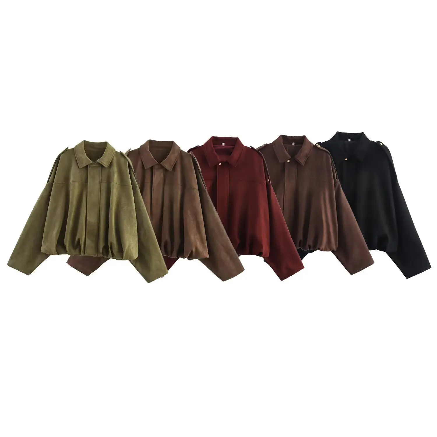 

KIDCRKJ Spring Women Bomber Jacket Multicolor Lapel Collar Zipper Baseball Lady Outwear Versatile Loose Suede Coat For Female