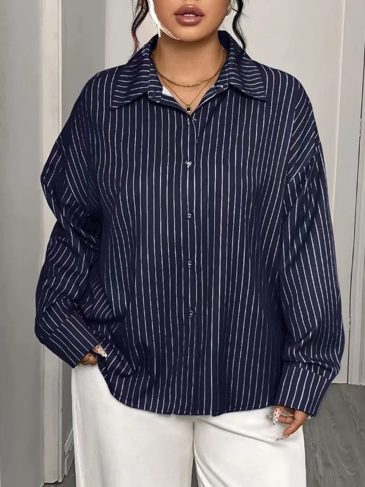 Feminino plus size L-4XL casual turn down collar camisa de manga longa esportes ao ar livre topo roupas femininas oversized outono inverno