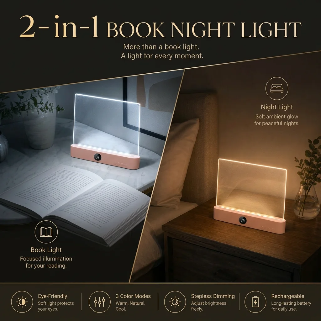 WWPPU LED Flat Panel Book Light 1-99M Timer Screen 2-in-1 Night Light 3 Colors Stepless Dimmable Rechargeable Reading Lamp - AliExpress 39