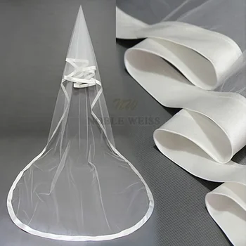 Velos de novia 1T del velo de la boda del borde de la cinta del satén de una capa sin el peine modificado para requisitos particulares