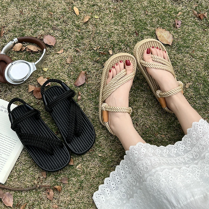 2025 New Women Flats Open Toe Sandals Comfortable Casual Shoes Soft Sole Breathable Anti-Slip Sandals Women'S Beach Sandals