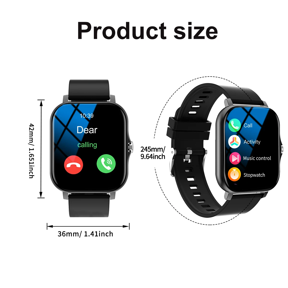 Reloj inteligente, llamada, recordatorio de mensajes, compatible con teléfono móvil iPhone/android, reloj deportivo inteligente adecuado para hombres y mujeres