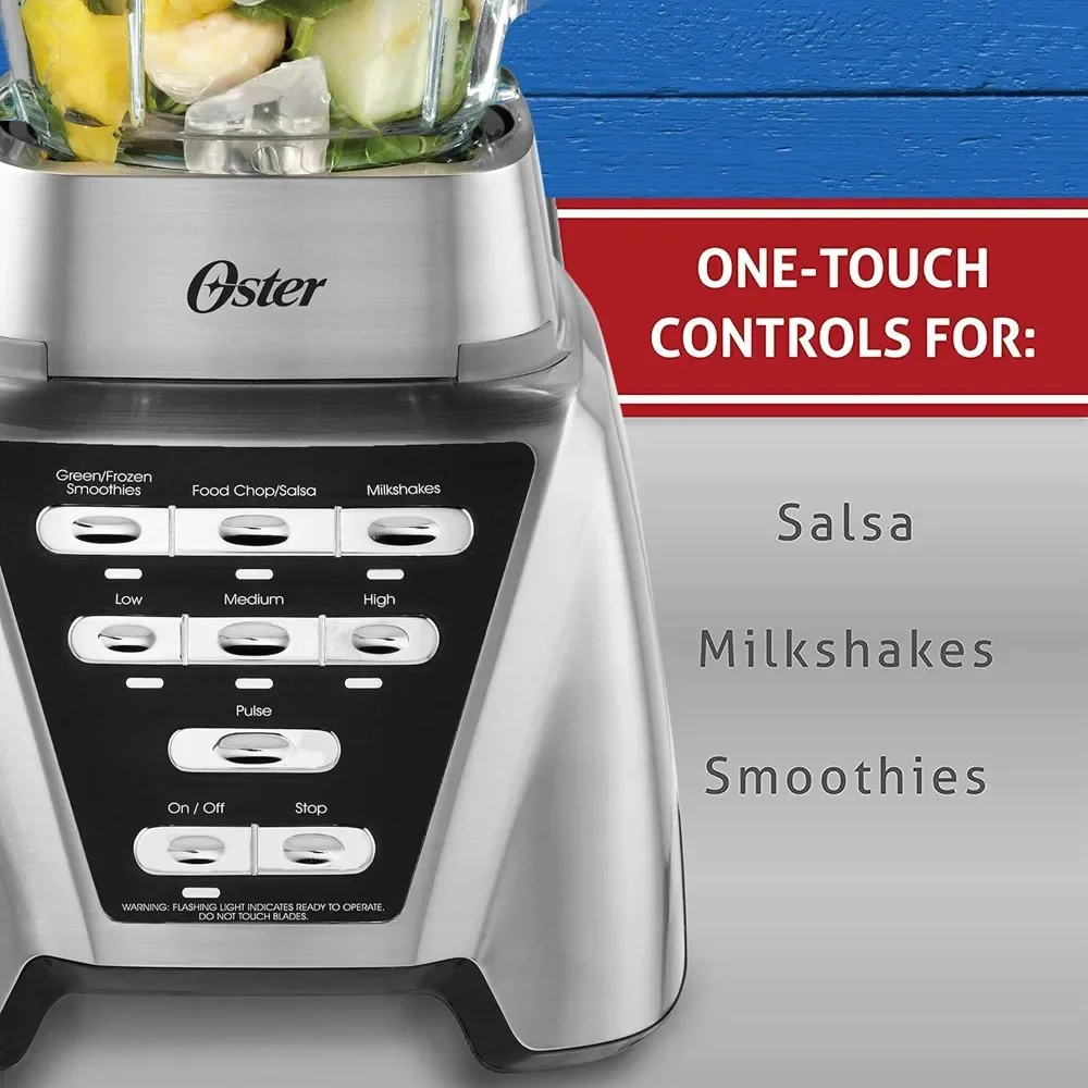 1200 with Glass Jar, 24-Ounce Smoothie Cup, Brushed Nickel, Smart Settings Technology, 7 Speeds, Dual Direction Blade.