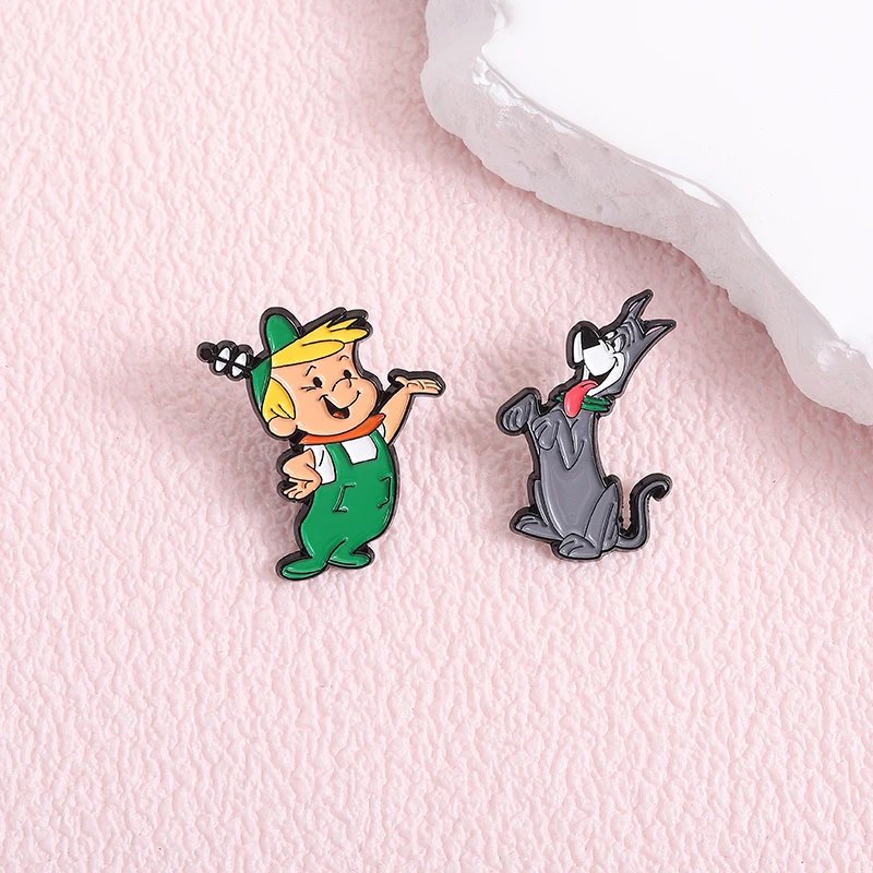 Fantasy Comedy Animated Characters Enamel Pins Cartoon Anime Boy & Dog Brooches Clothes Lapel Badge Jewelry Gifts Accessories