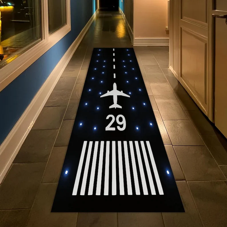Door Mat Entrance Runway Rug Aviation Airport Track Design Living Room Bedroom Mat Home Decoration Carpet Floor Mat Welcome Mat