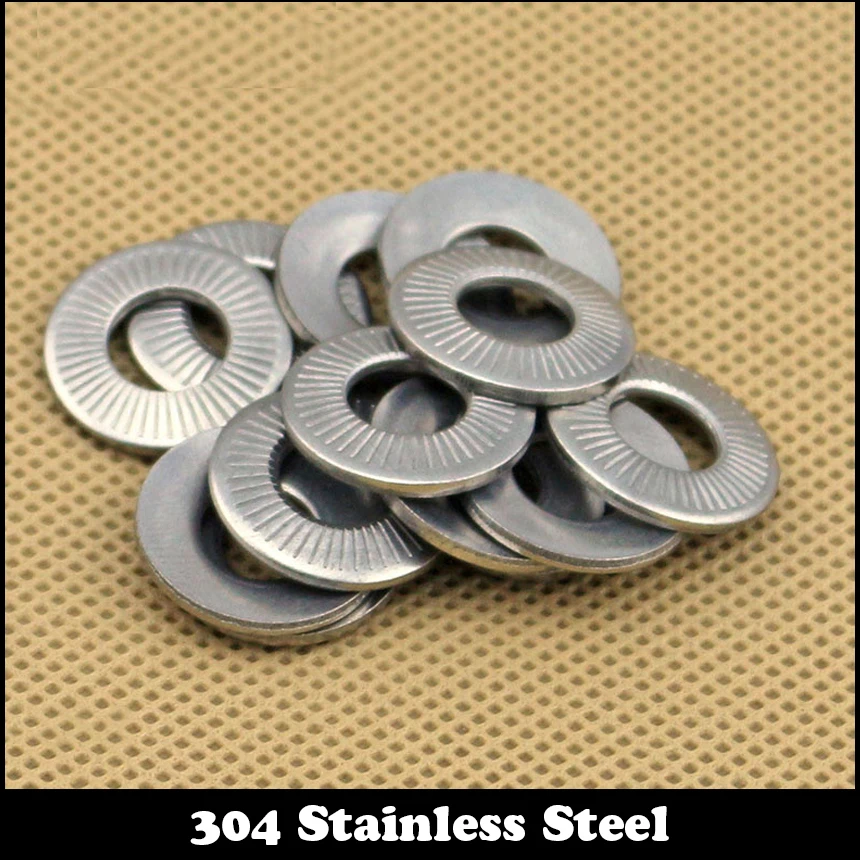 M3 M4 M5 M6 304 Stainless Steel 304ss Single Side Teeth Knurling Curved Saddle Gasket Anti Skid Slip Conical Spring Lock Washer