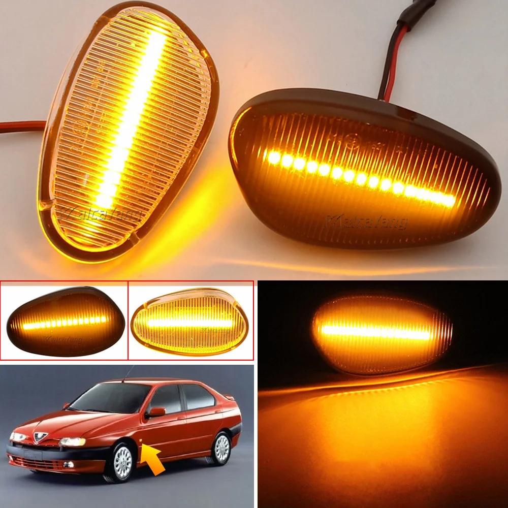 2x Dynamic Led Side Marker Turn Signal Light Indicator Repeater Lamp FOR ALFA ROMEO 145 146 930 155 SPIDER GTV 60603161 60603162