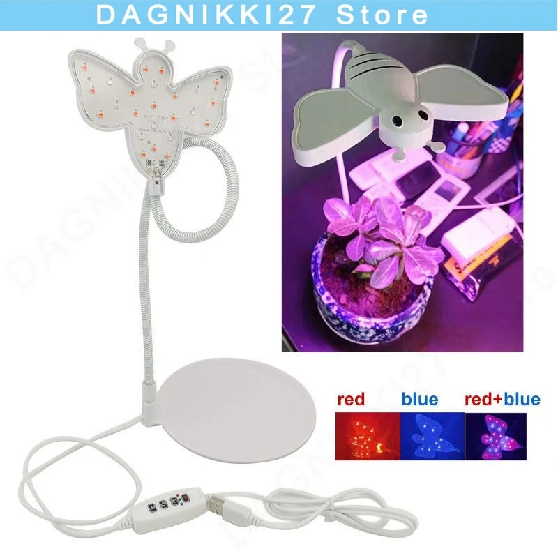 

24 LED plant Grow Light DC 5V USB Timing Phytolamp desk Holder For aquarium Plants Timer Full Spectrum Lamp Indoor