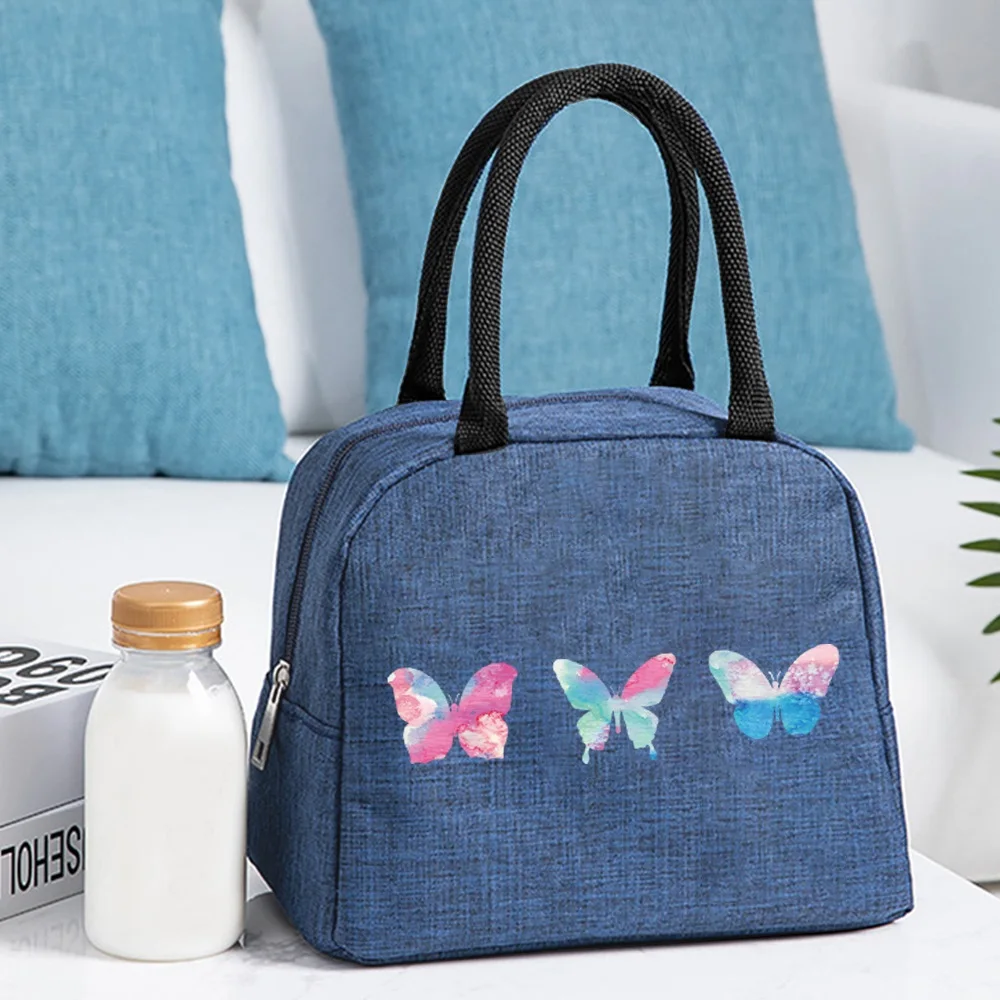 Lunch Bag Thermal Cooler Tote for Work Insulated Canvas Zipper Travel Food  Picnic Storage Bags Unisex  Butterfly Series Handbag