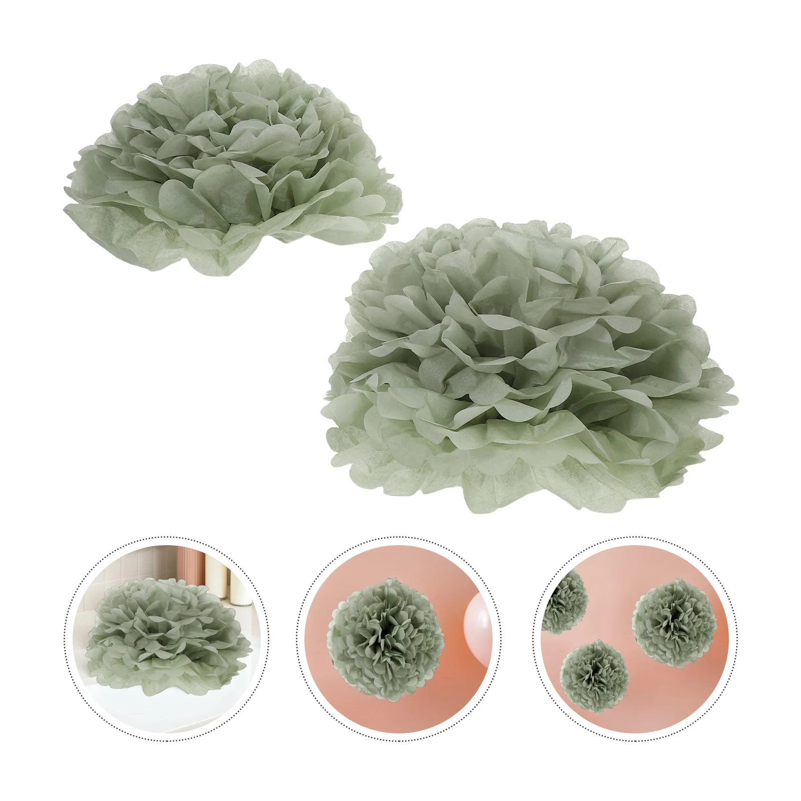 

24Pcs 30Cm Green Tissue Paper Pom Poms Hanging Flower Ball Decorative Ceiling Lights for Wedding Birthday Decor