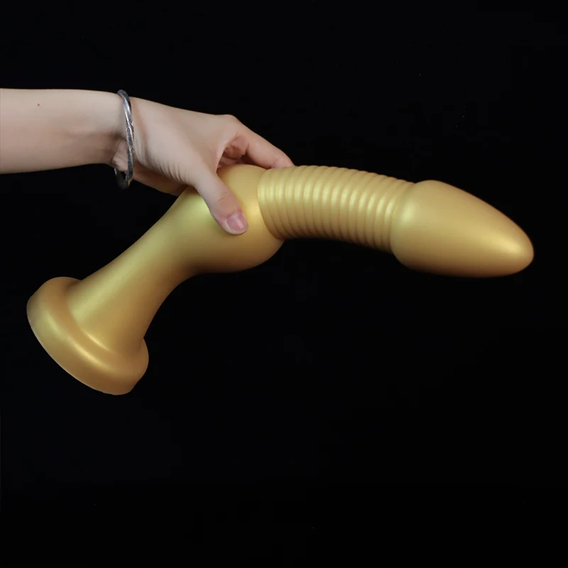 New Big Beads Silicone Dildo Golden Huge Fake Penis Anal Plug Anal Dilator Prostate Massager Masturbator Sex Toys For Women Men