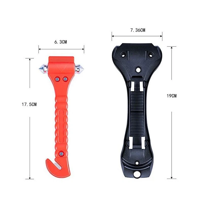 Safety Hammer Camping Driving Car Seat Belt Cutter 2-in-1 Emergency Break Window Glass Punch Survival Life Rescue Tools