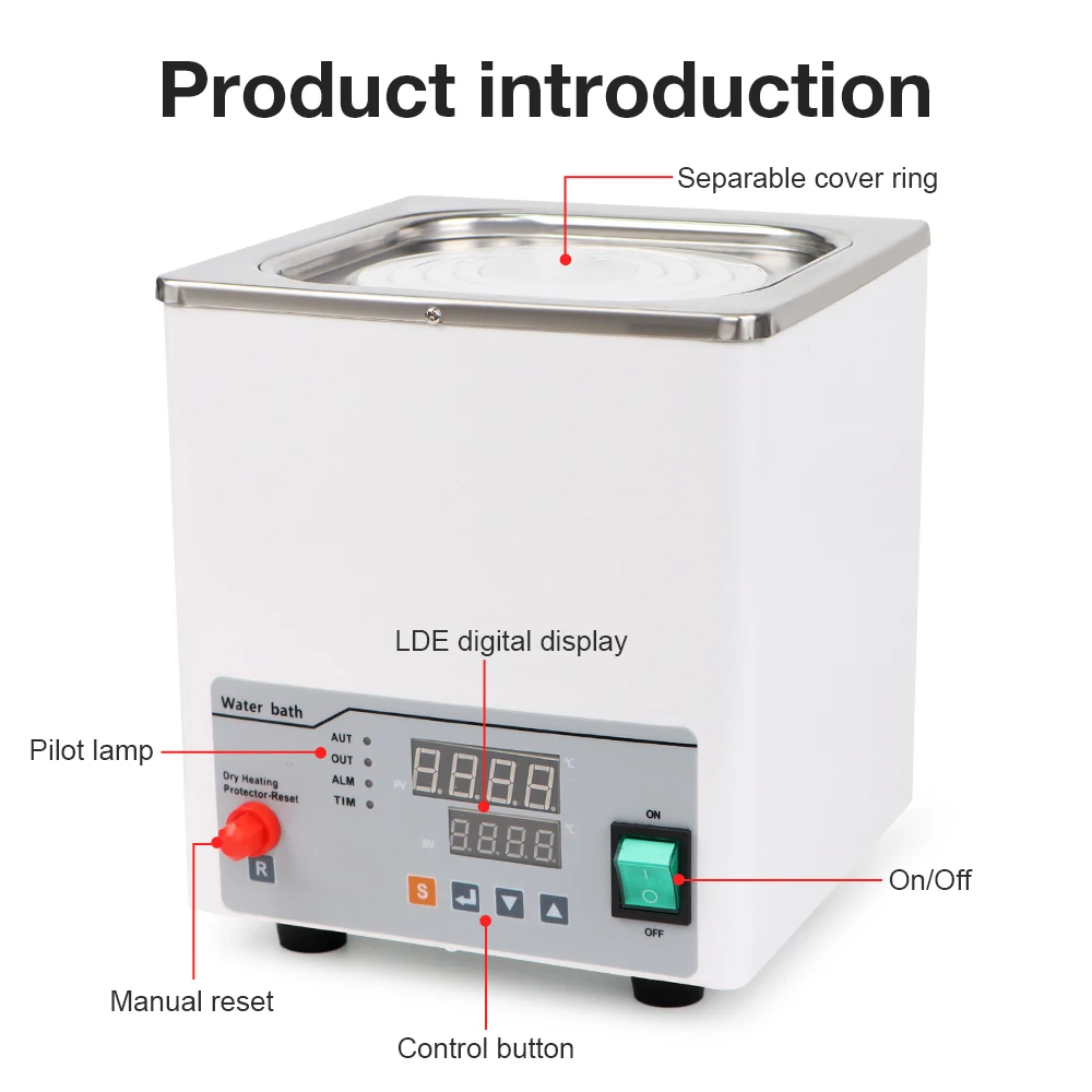 2/1 Hole Laboratory Water Bath Constant Temperature Digital Display Heater Lab Equipment Thermostat Tank 220V