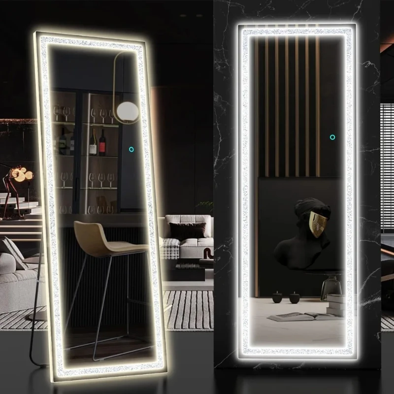 

Full Body Mirror With Led Light Floor Mirrors Full Body Length Dressing Mirror Touch Control Large Standing Living Room Home